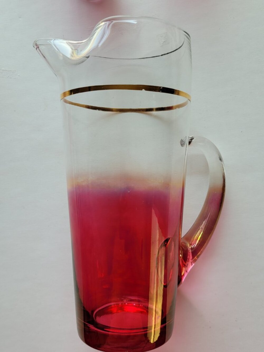 8 pc 1960s Blendo West Virginia Drinkware Set Pitcher Stirrer Glasses Cranberry - Picture 8 of 11